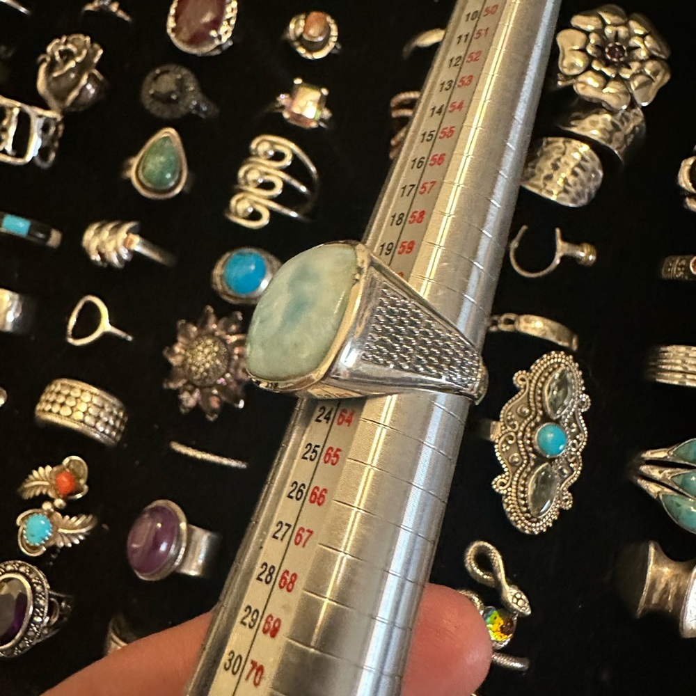 Silver and Blue Statement Ring with Intricate Design